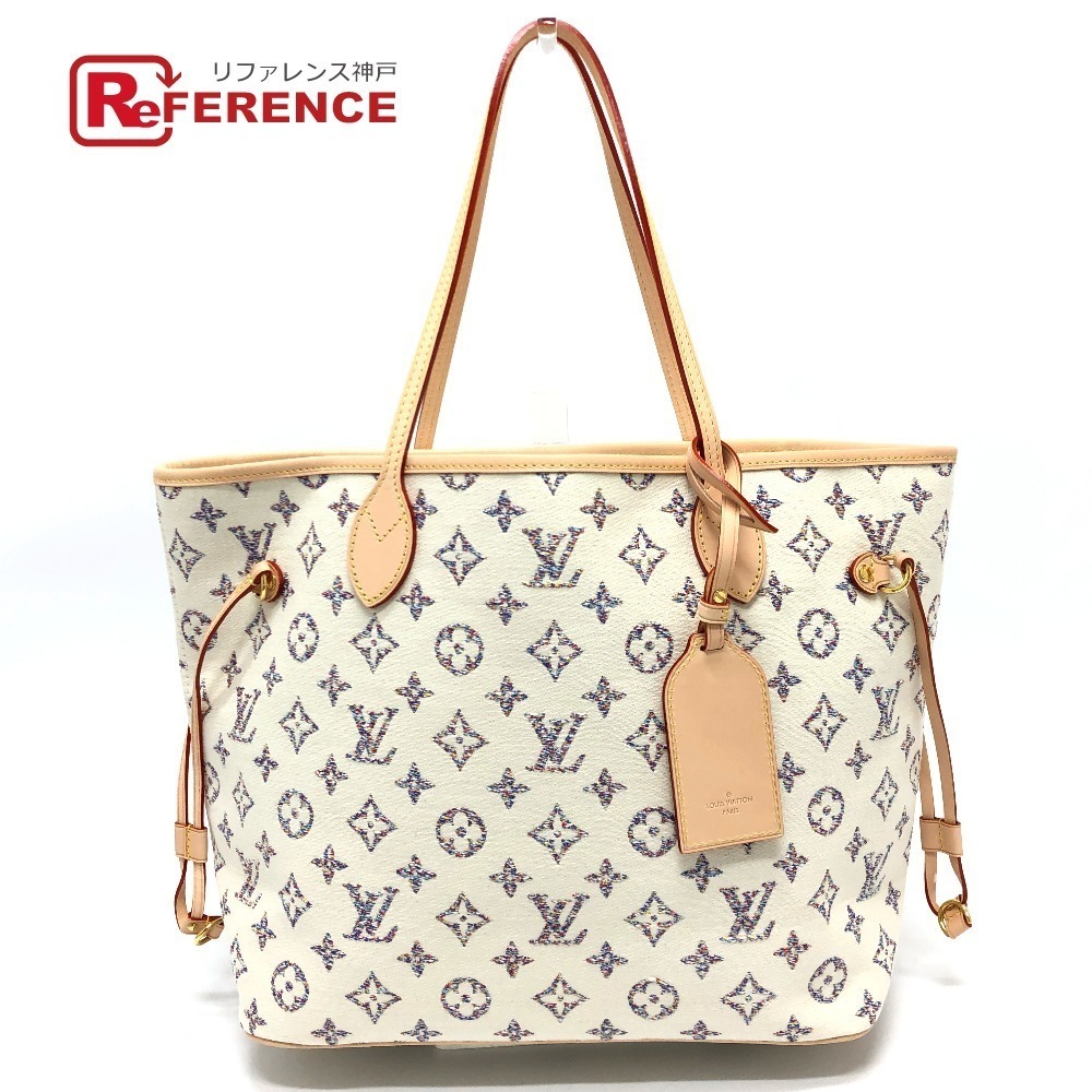 LOUIS VUITTON Neverfull Tote Bag Shoulder Canvas White